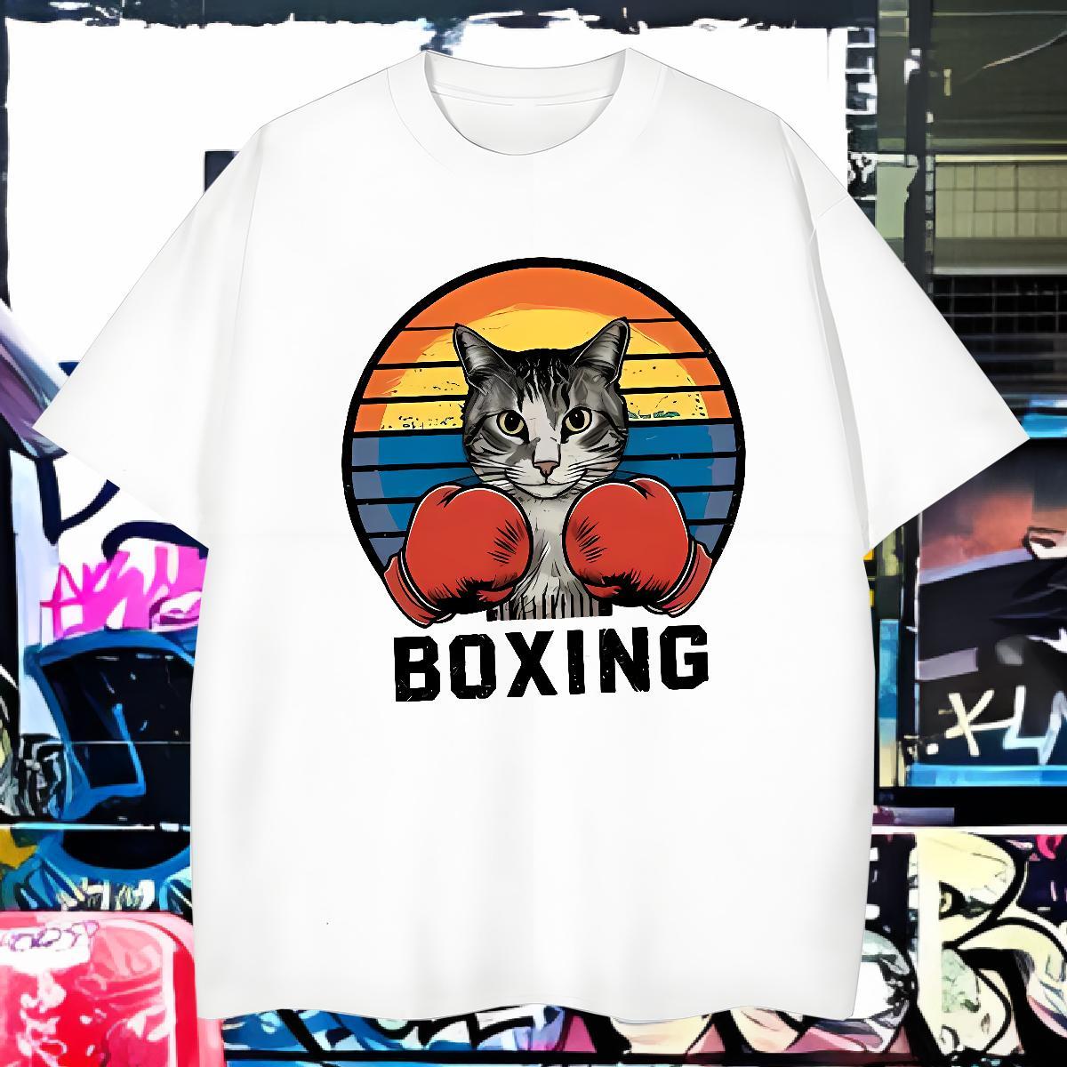 Classic Tshirt for Man Woman cat Casual Beach 230g Pure Cotton Top Tees Crew Neck Unisex Mens T Shirts White Plus Size