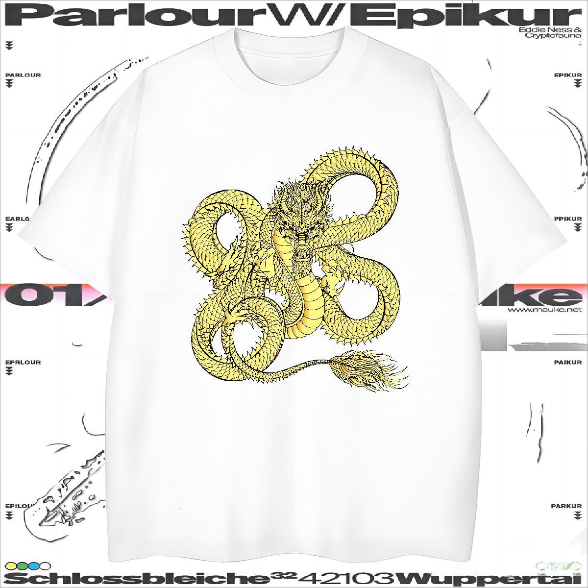 Comfortable dragon Men T Shirts Street Casual Mens Tshirts 100% Cotton 230g Casual New Crew Neck Custom Cartoon Polos