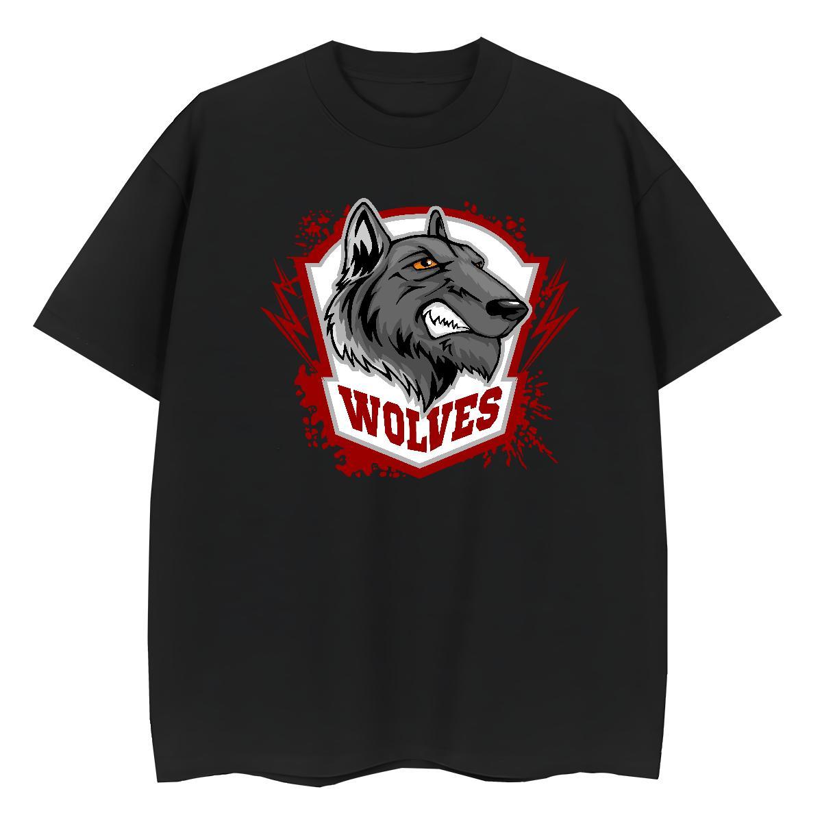 Cool Design T Shirts Men wolf Short Sleeve O-Neck Daily Wear DIY Printed 230g Cotton Men Clothes T-Shirt DIY Customized Tees