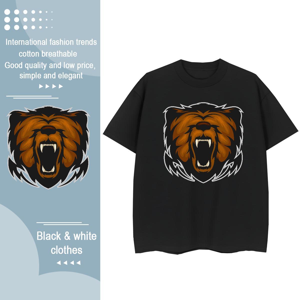 High Quality T shirt lion O Neck Short Sleeves Daily Wear Custom Anime 230g Cotton Men Tees Casual New Tops Tees