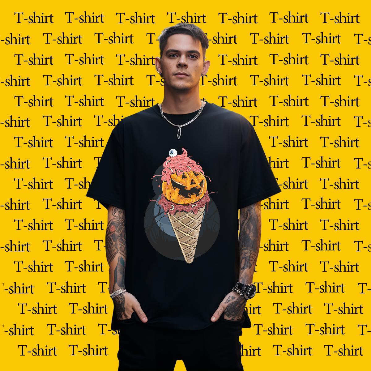 Designer T-Shirts for Men ice-cream Breathable Short Sleeve Hip Hop Street Oversized 3XL 4XL 100% Cotton 230g Men Tshirts 2024 Summer Clothings