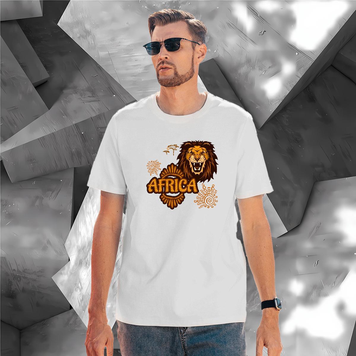 Classic T shirt Africa lion Short Sleeve O-Neck Beach DIY 230g Pure Cotton Men Tees Designer Fashion Tops