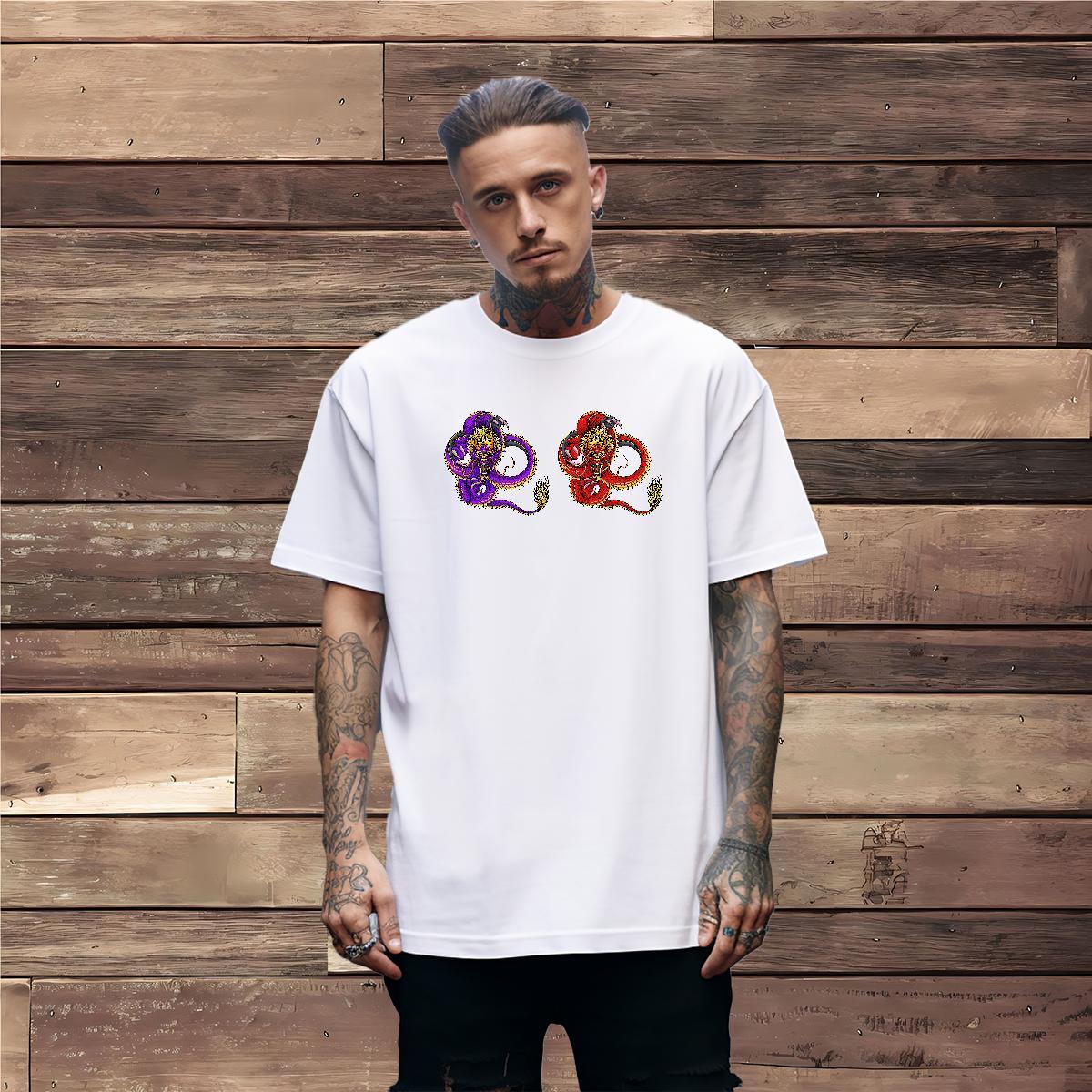 Cool dragon T Shirt For Man Casual Couples T Shirts 230g Pure Cotton 2024 Summer Breathable Short Sleeve Custom Print Plus Size Polos