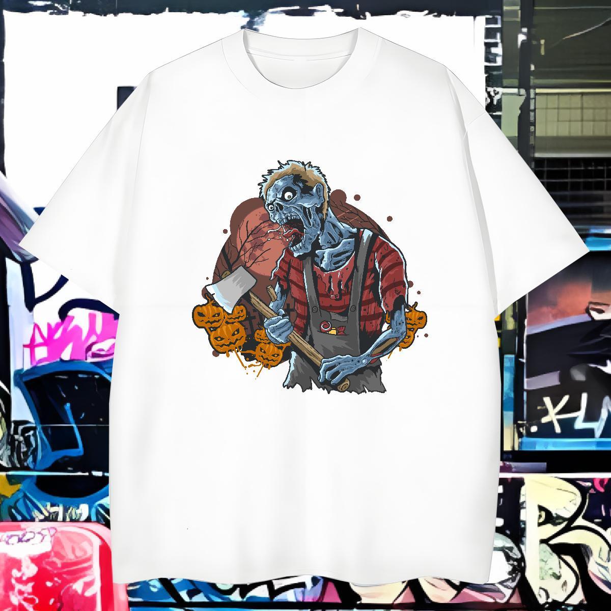 Cool T-Shirts zombie Breathable Short Sleeve Sports Casual DIY 230g Cotton Tshirts Casual New Clothes