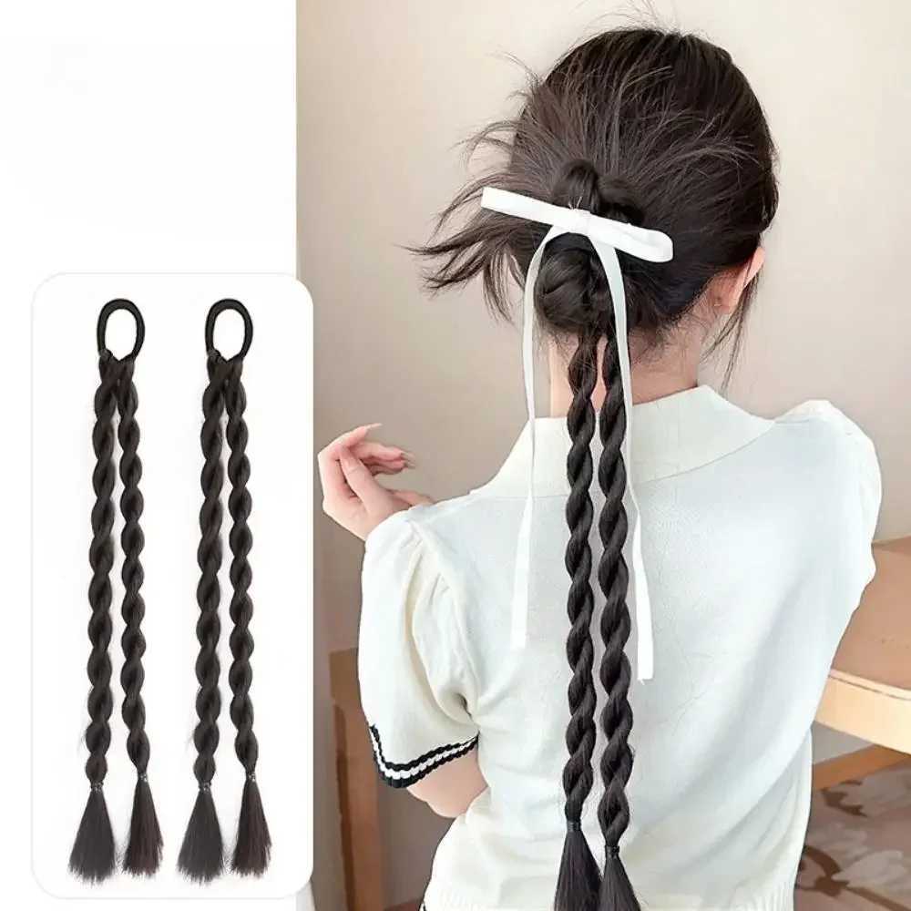Y2K twisted braid long hair synthetic wig sweet girl simulation boxing ponytail hair extension 50cm W240817