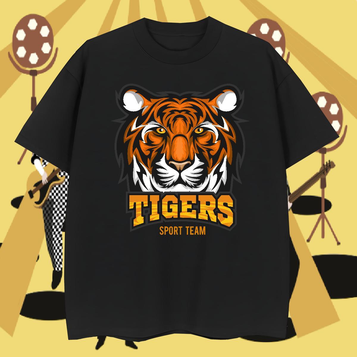 Factory Direct Men Tshirts tiger Casual Daily Wear 230g 100% Cotton Tee Shirt Breathable Soft Popular T Shirts Men Black White