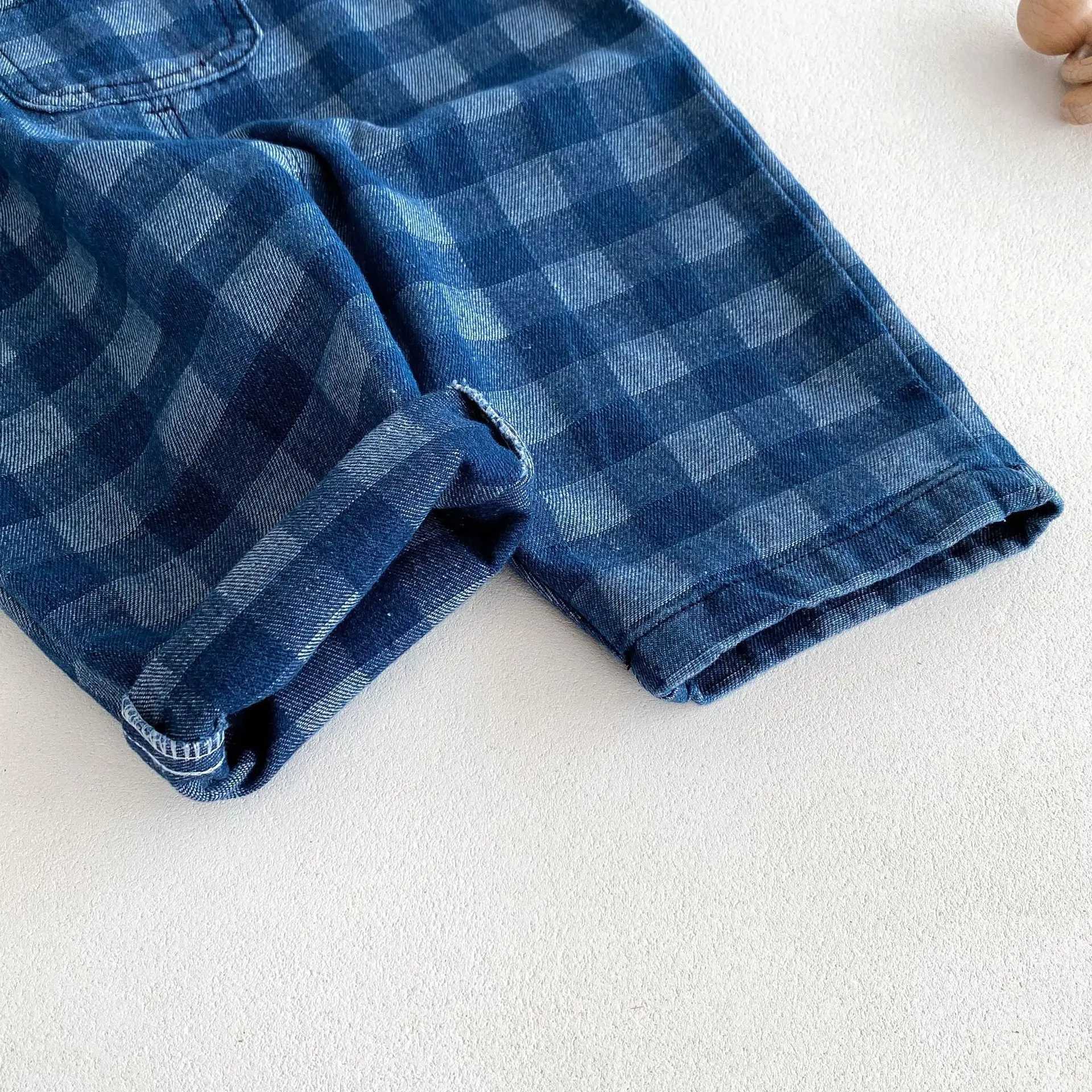 Strappy Pants Spring Autumn New Plaid Pocket High Quality Toddler Boys Suspended Pants Versatile Little Boys Over W240806