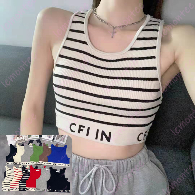 13 colors Ladies Tank Tops Women Crop Top Designer Stripes camisole Cropped Top T Shirts Womens camis Knits Tee Sleeveless Knitted Sport Woman Vest Yoga Tees -6