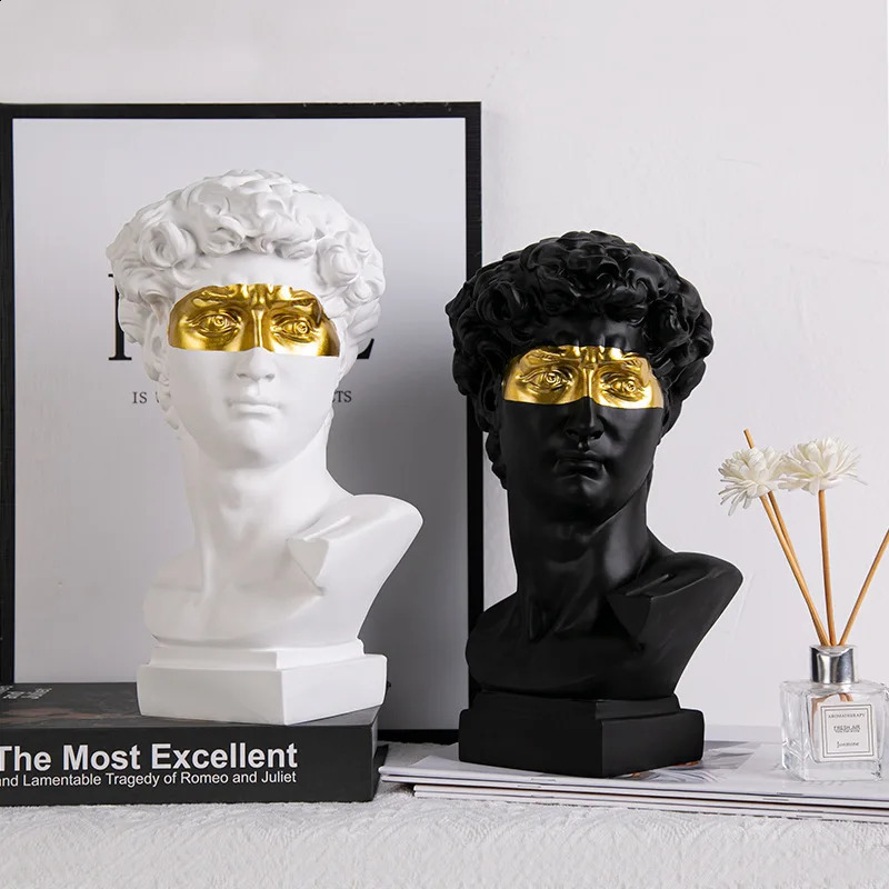 European Home Decoration David Head Resin Statue Modern Abstract Art Half body Sculpture Sketching Practice 240819