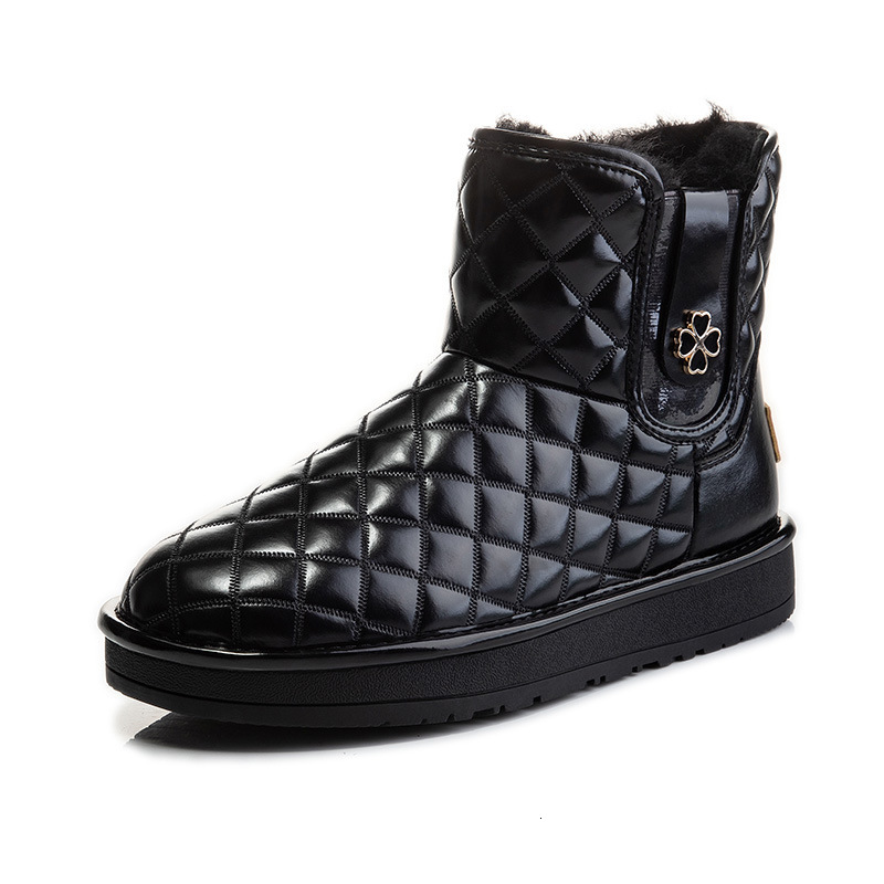 Ddmysports Genuine Wool Boots For Winter New Mid Tube Motorcycle Snow Cotton Waterproof Deep Cut Genuine Leather Women S Shoes Trend OUTDOOR
