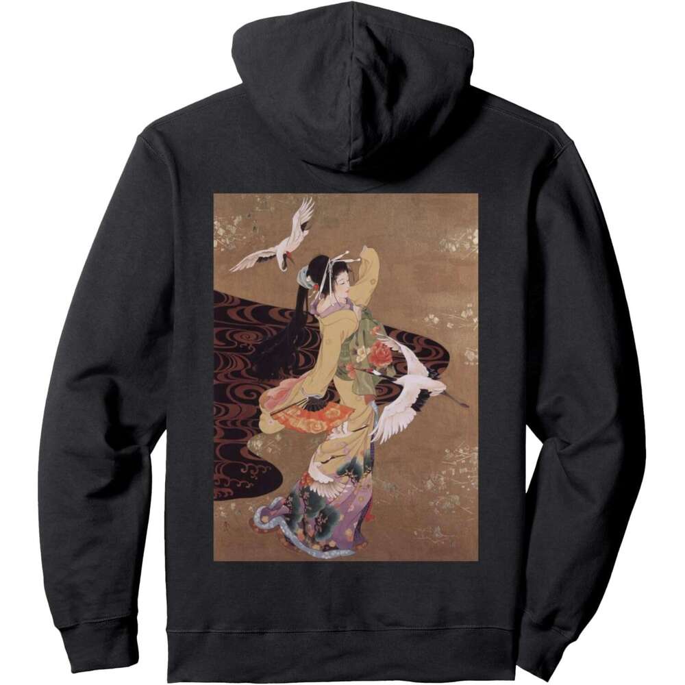 Hoodie for Mens Womens Dance of Cranes Japanese Retro Art Pullover Hoodie Hoodies sweatshirt pullover jacket Long sleeve
