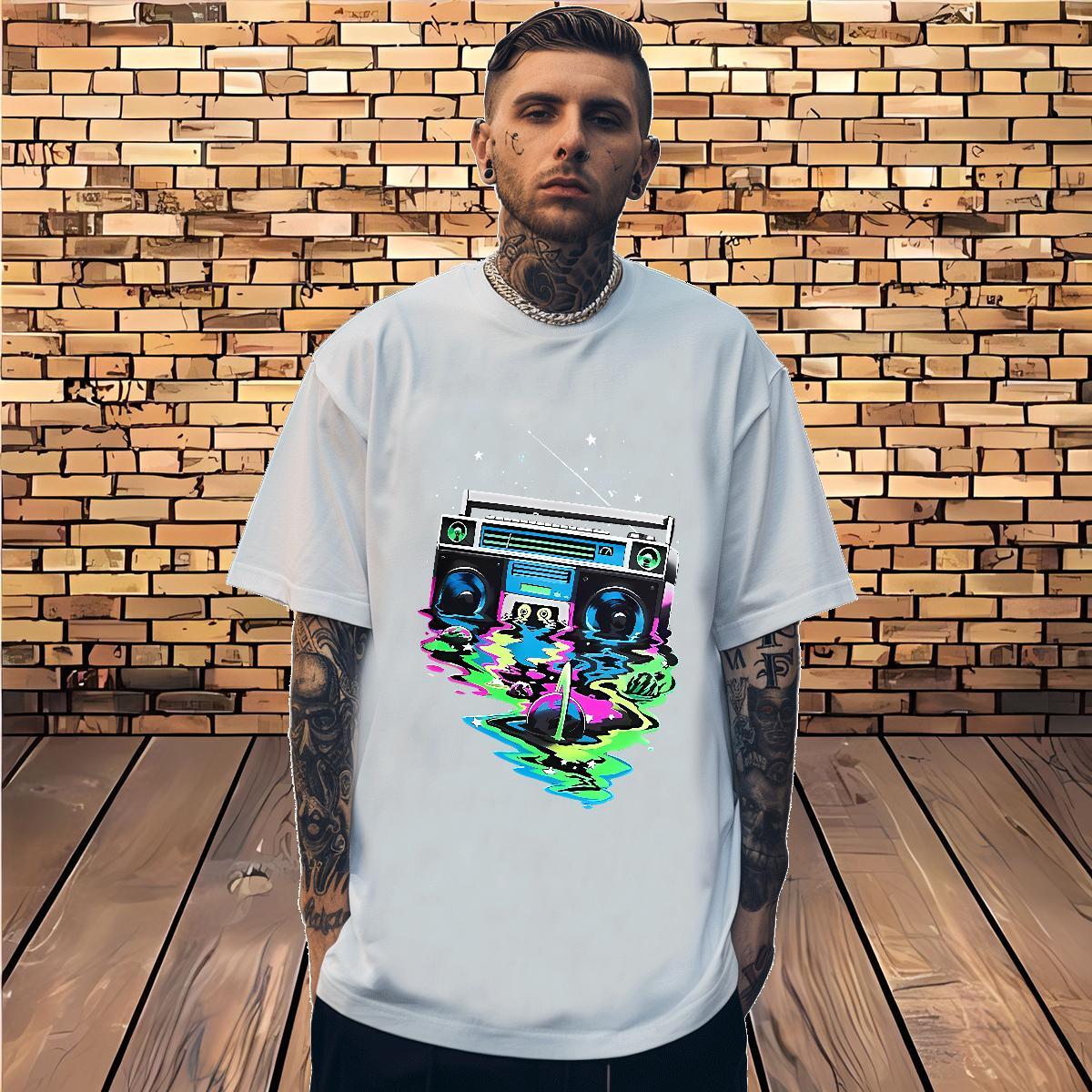 Wholesale radio 100% Cotton 230g Men Clothes T-Shirt Sports Casual Breathable Short Sleeve Man T Shirts Designer Fashion DIY Tees Shirts