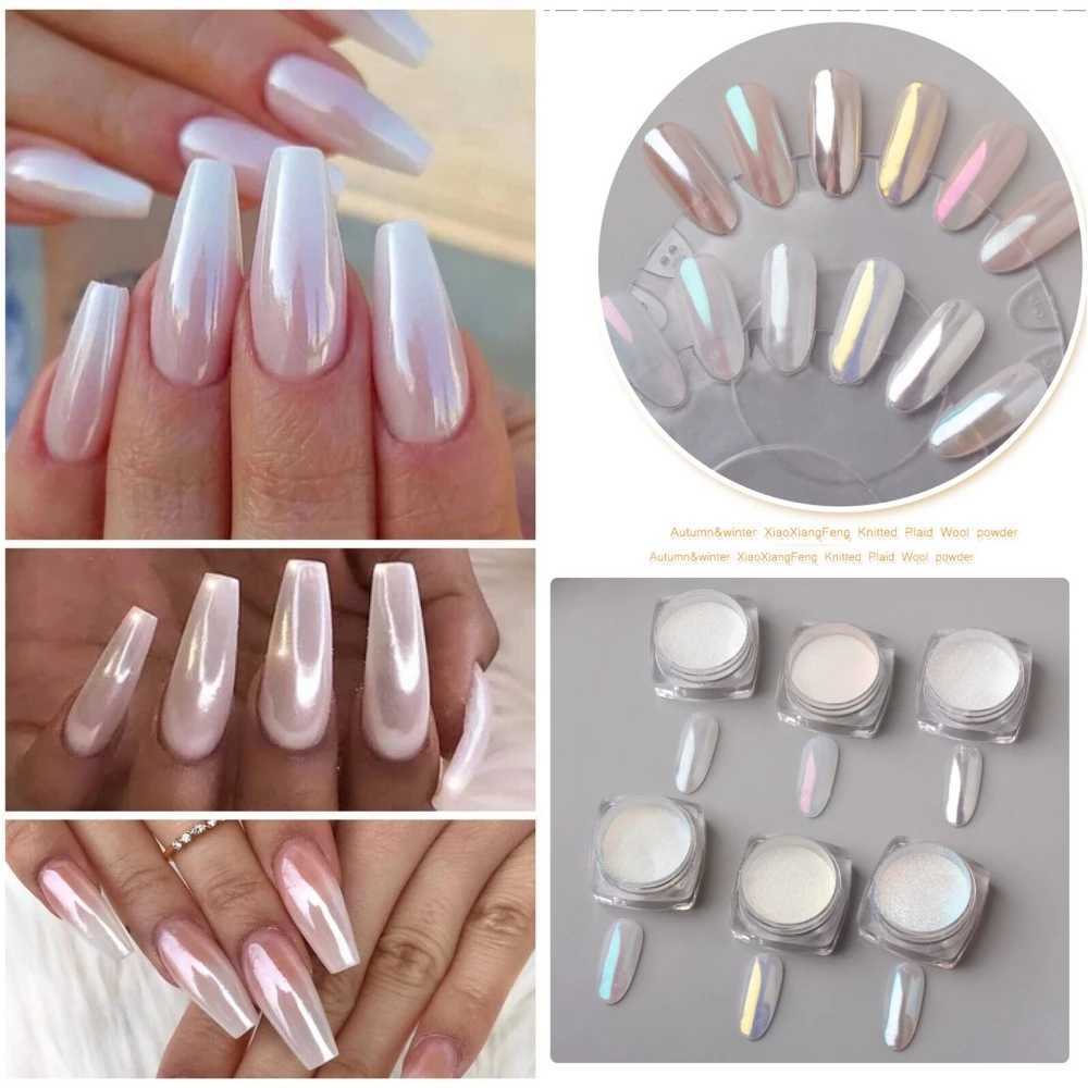 1Jar Mermaid Glitter Chrome Powder Pearl Aurora Pigment Powder Super Bright Nail Moonlight Powder Dust Manicure Nail Supplie ##XJ240815