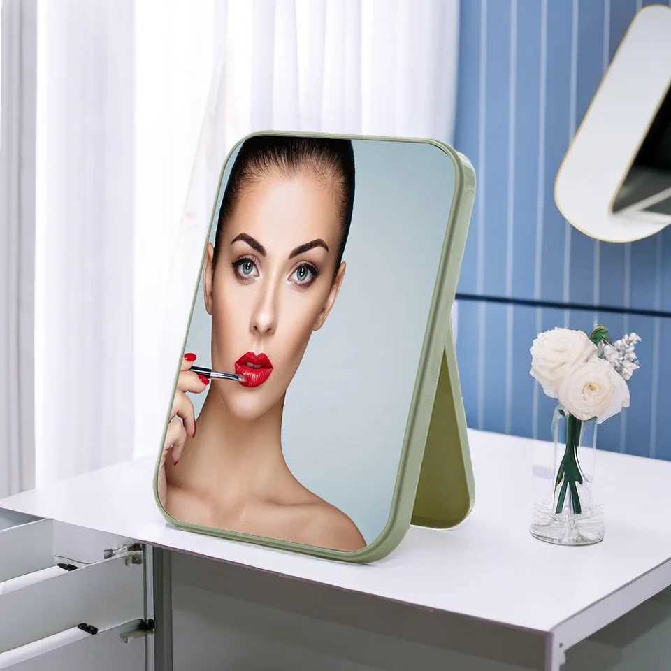 Foldable Cosmetic Mirror Makeup Mirror Vanity Rectangular Square Single-sided Mirror with Stand for Girl Women Y240819