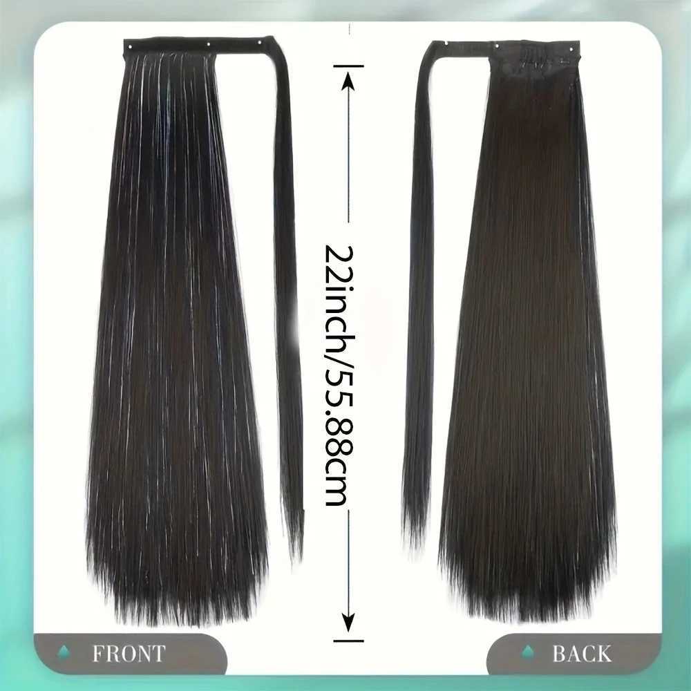 22 inch long and straight hair sparkling Tinsel ponytail wig extends around synthetic fiber hair suitable for women to use W240817