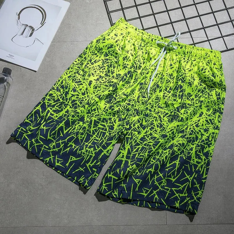 Summer Mens Gradient Speed Dry Breathable Loose Digital Printed Beach Pants Sports Drift Surfing Casual Shorts 240819