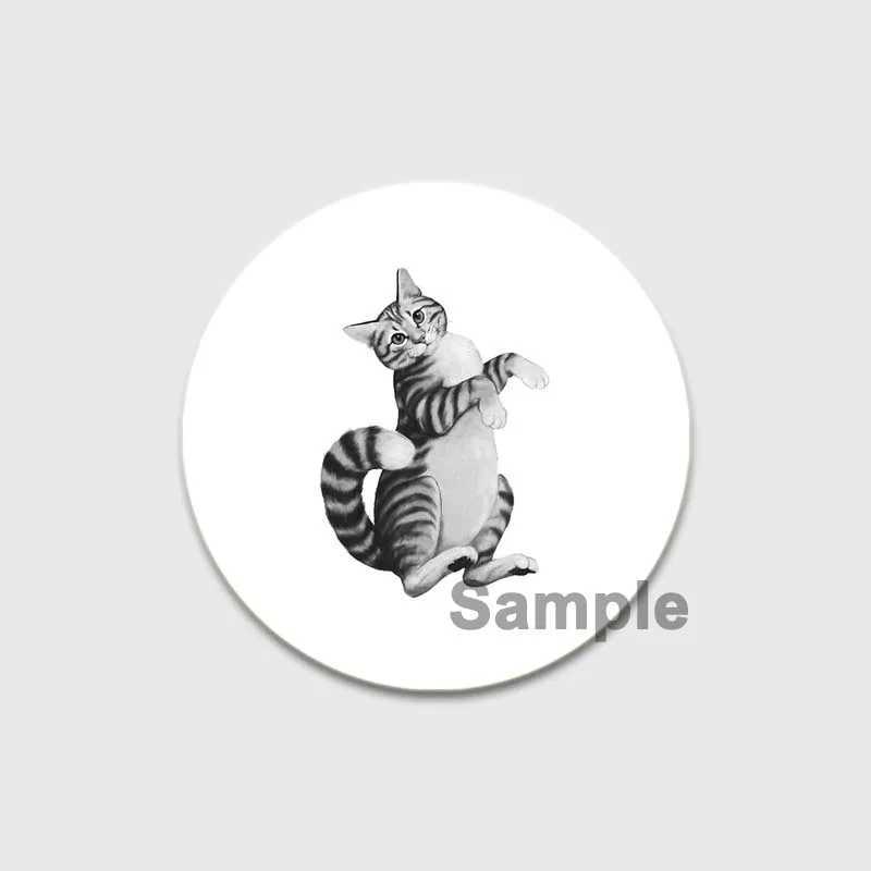 Half face cat pin fun cartoon hand drawn cat badge handmade tinplate brooch for backpacks clothing gifts accessories W240815