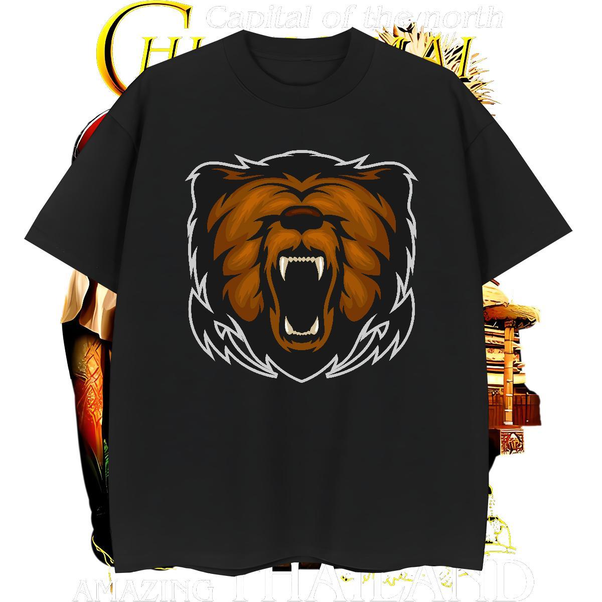 Cool Design T-Shirts lion Breathable Soft Summer Casual DIY Anime 230g Pure Cotton Men Clothes T-Shirt Fashion Casual Tops
