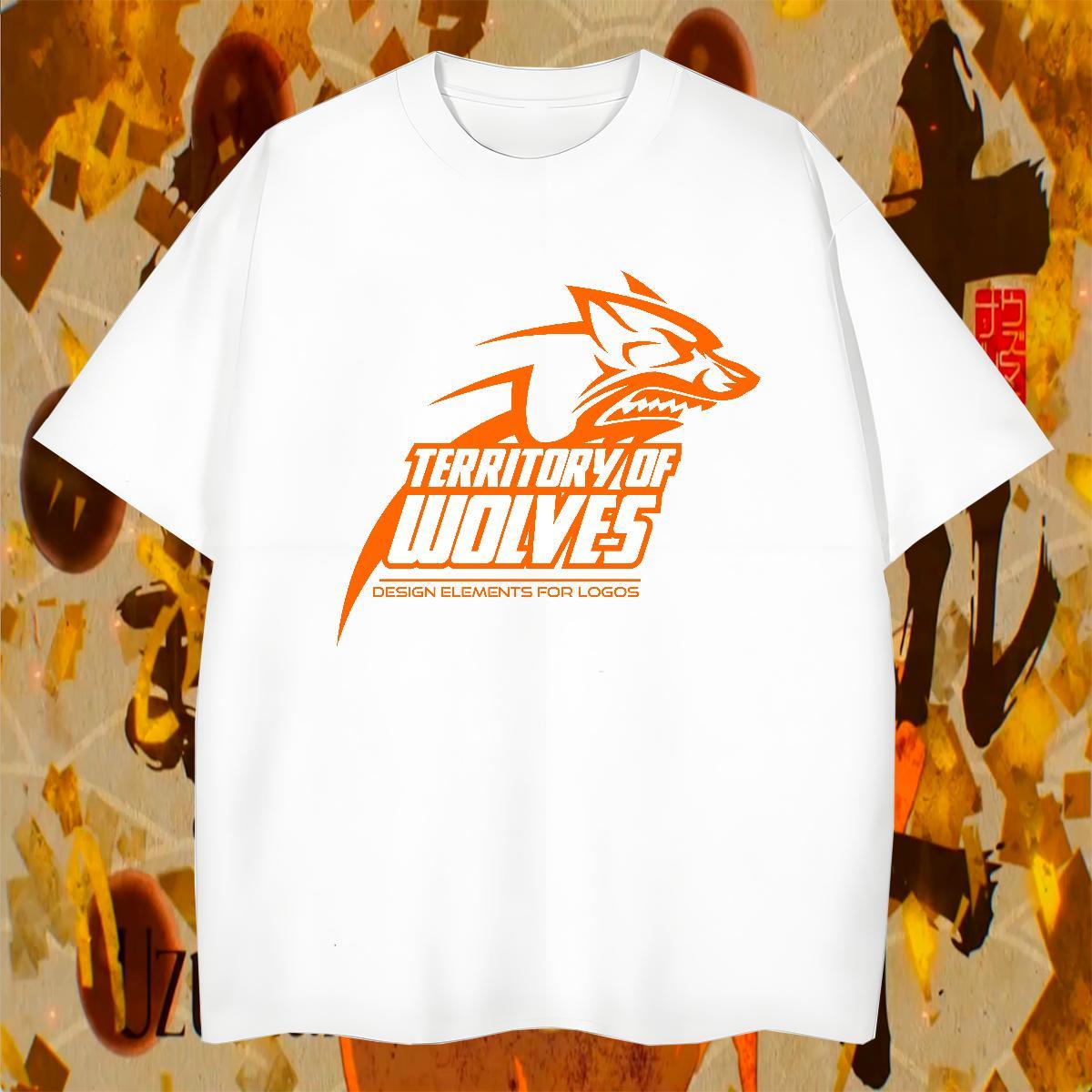 Classic Men T Shirts wolf Crew Neck Breathable Hip Hop Custom Printed 230g Pure Cotton Tshirt for Man Woman Fashion Design Tees Shirts