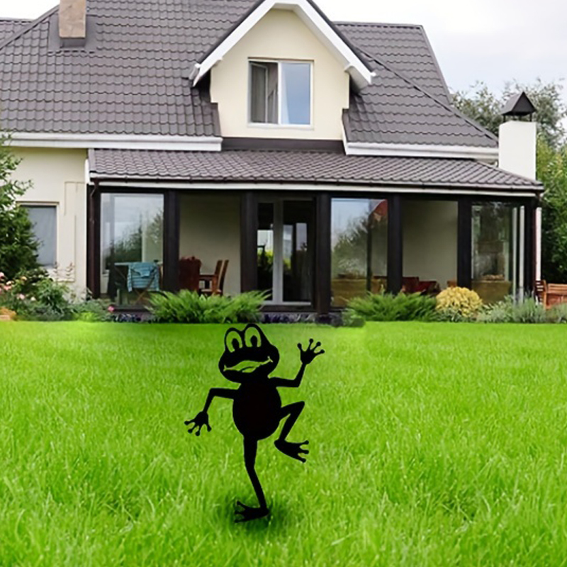 Garden Decor Frog Sign Black Frog Silhouette Statue Frog Silhouette