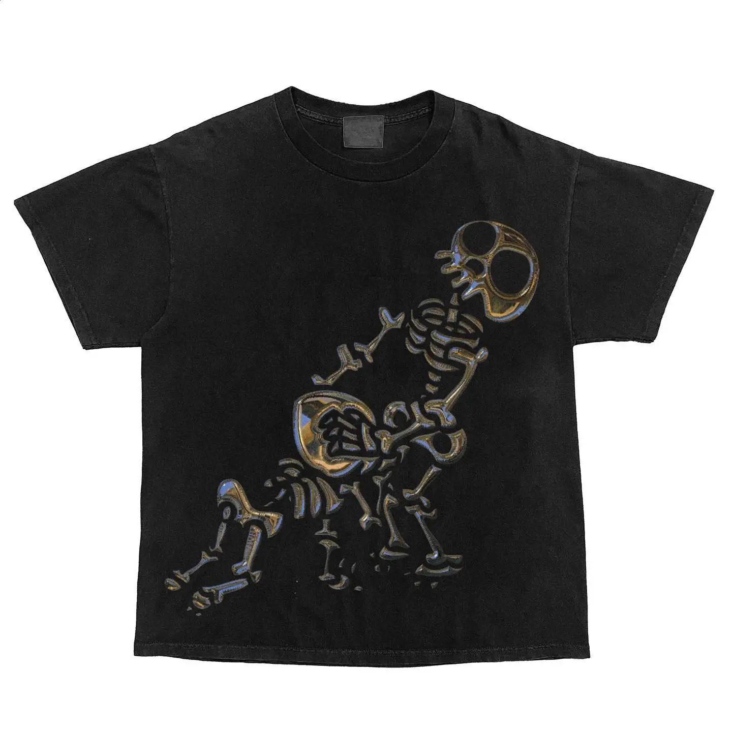 Vintage Skull Short Sleeve T-shirt American hiphop High Street Tops Mens and Womens Fashion Couples Oversized t shirt 240819