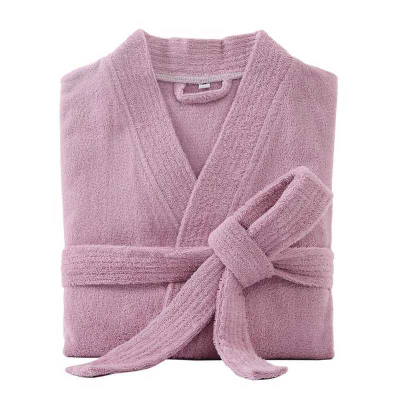 100% pure cotton mens yukata long and thick absorbent Terry bathrobe kimono mens towel pajamas womens dressW240719