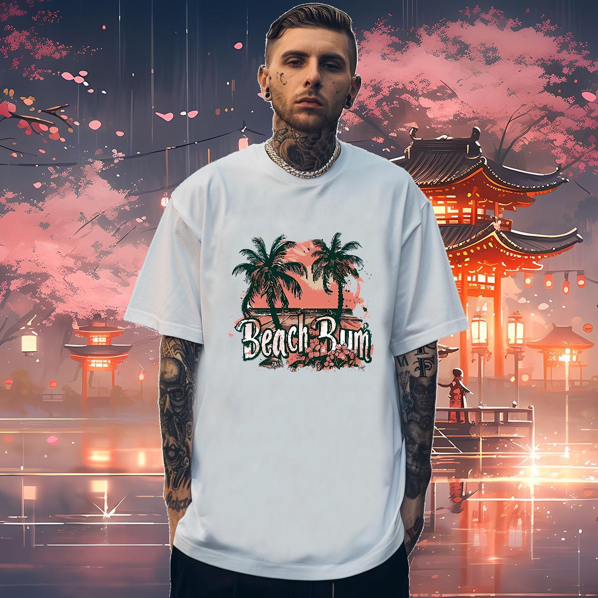DIY Customized Mens Tshirts beach Anime Printing Street 230g Cotton Polos Short Sleeve O-Neck Comfortable T shirt Oversized 4XL