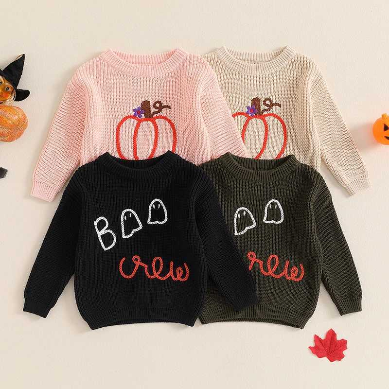 Baby boys and girls Halloween costumes baby sweaters childrens knitted sweaters newborn knitted long sleeved pumpkin embroidered tops W240820