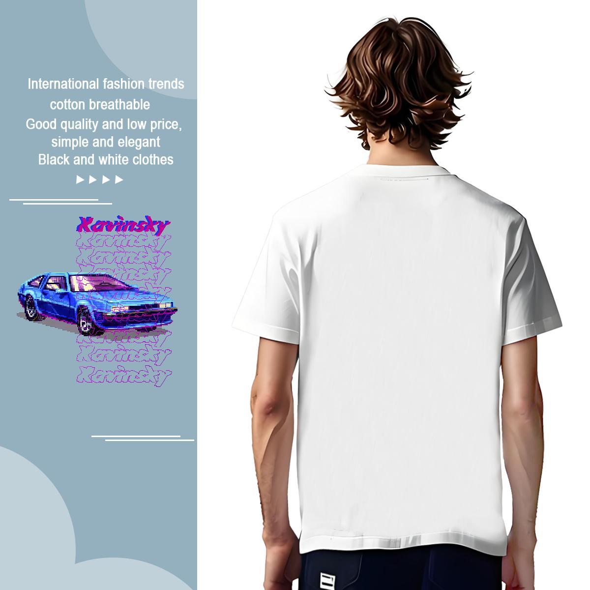 Cool beach T-Shirts Casual Men Tops Tees 230g Cotton New Arrival Short Sleeve O-Neck White Plus Size Tops Shirt