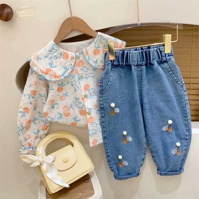 Ambroidered Flower Girl Jeans Baby Boy Kids Jeans Girl Pants Daduhey Wide Leg Pants Harem Pants Clothes BottomW240819