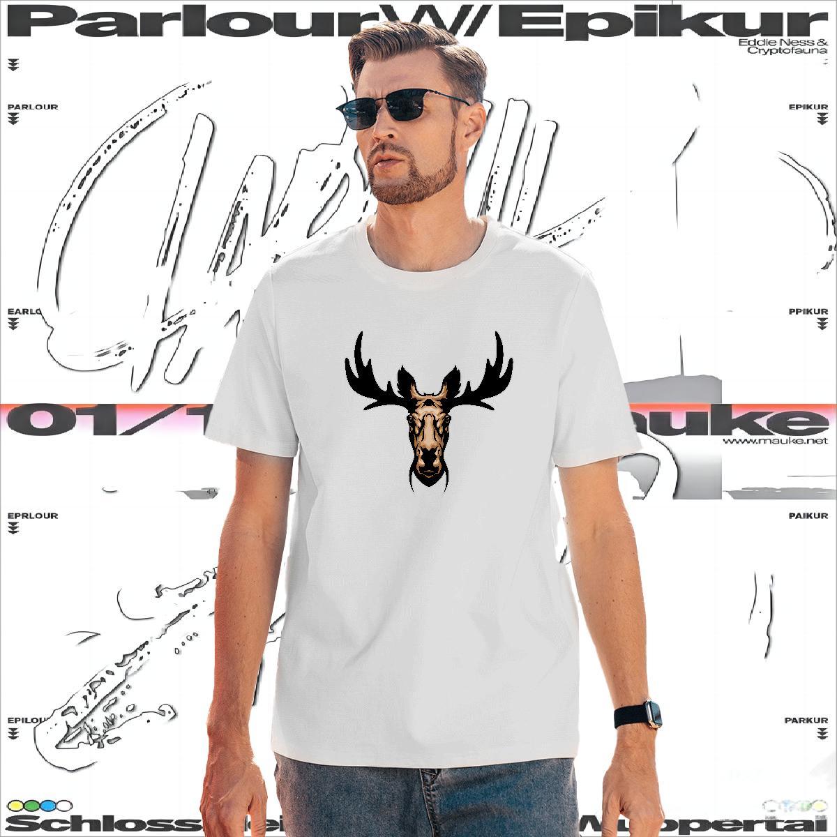 Loose Fit T shirt deer Round Neck Short Sleeve Daily Wear Asian Size 230g 100% Cotton Couples T Shirts Wholesale Clothings