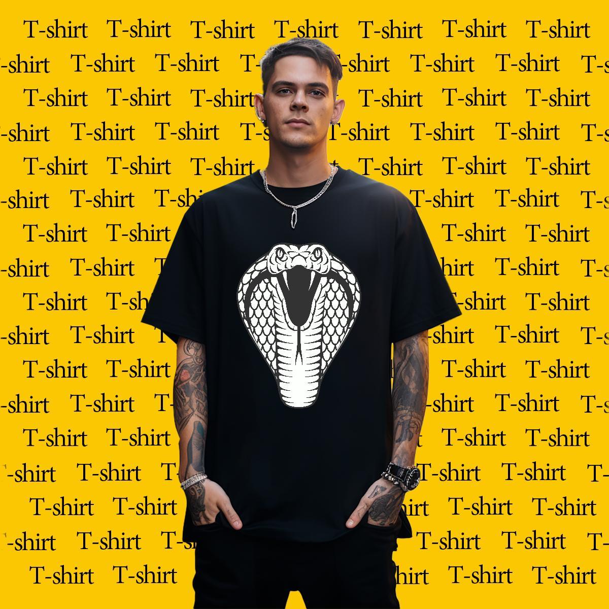TOP Quality T-Shirts cobra Short Sleeve O-Neck Daily Wear Oversized 3XL 4XL 100% Cotton 230g Mens Tshirts Fashion Designer Tees
