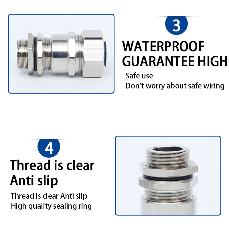 Double locking joint 304 stainless steel corrugated pipe waterproof gland stuffing box explosion-proof cable sealing lock
