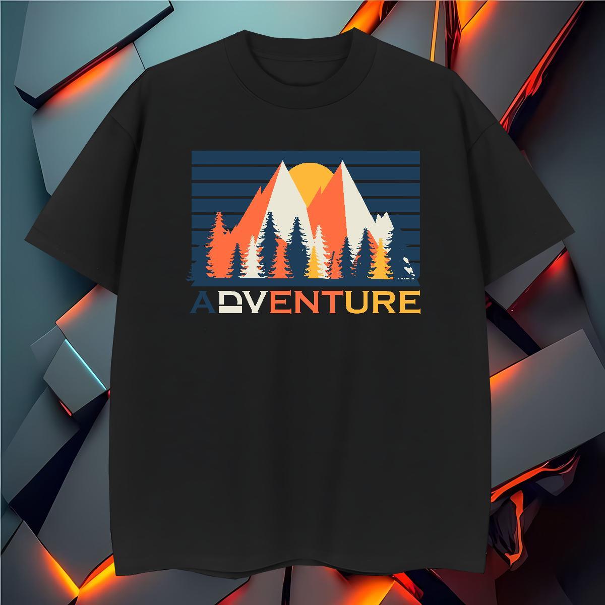 Cool Design mountains 230g Cotton Men Tops Tees Outdoor Breathable Soft T Shirts Men Designer Fashion Anime Print Polos
