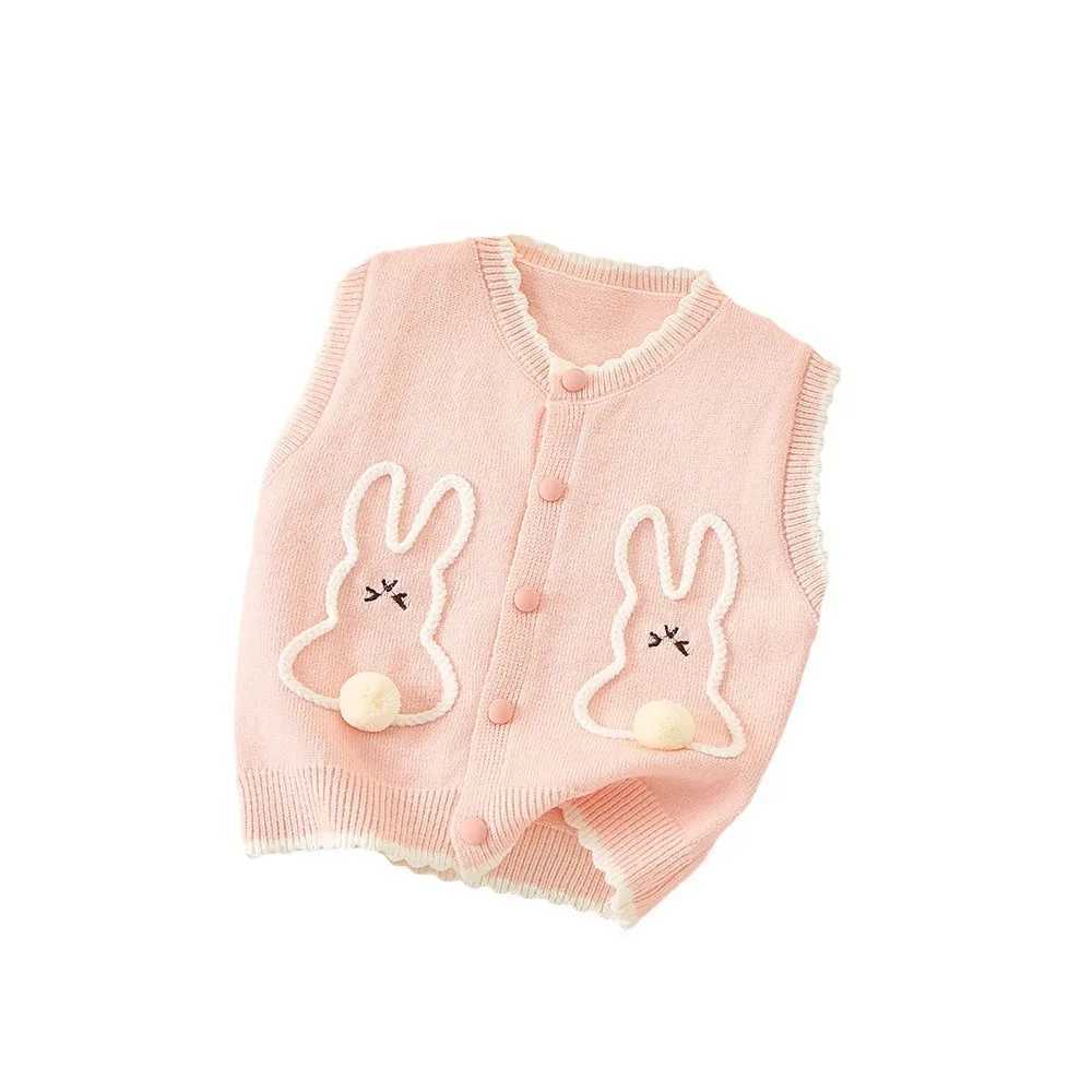 Girls Knitted Vest Spring Autumn 2024 Children Woolen Jersey Sweaters Coats For Baby Outerwear Clothes Kids Tops Cute Costume 5YXJ240819
