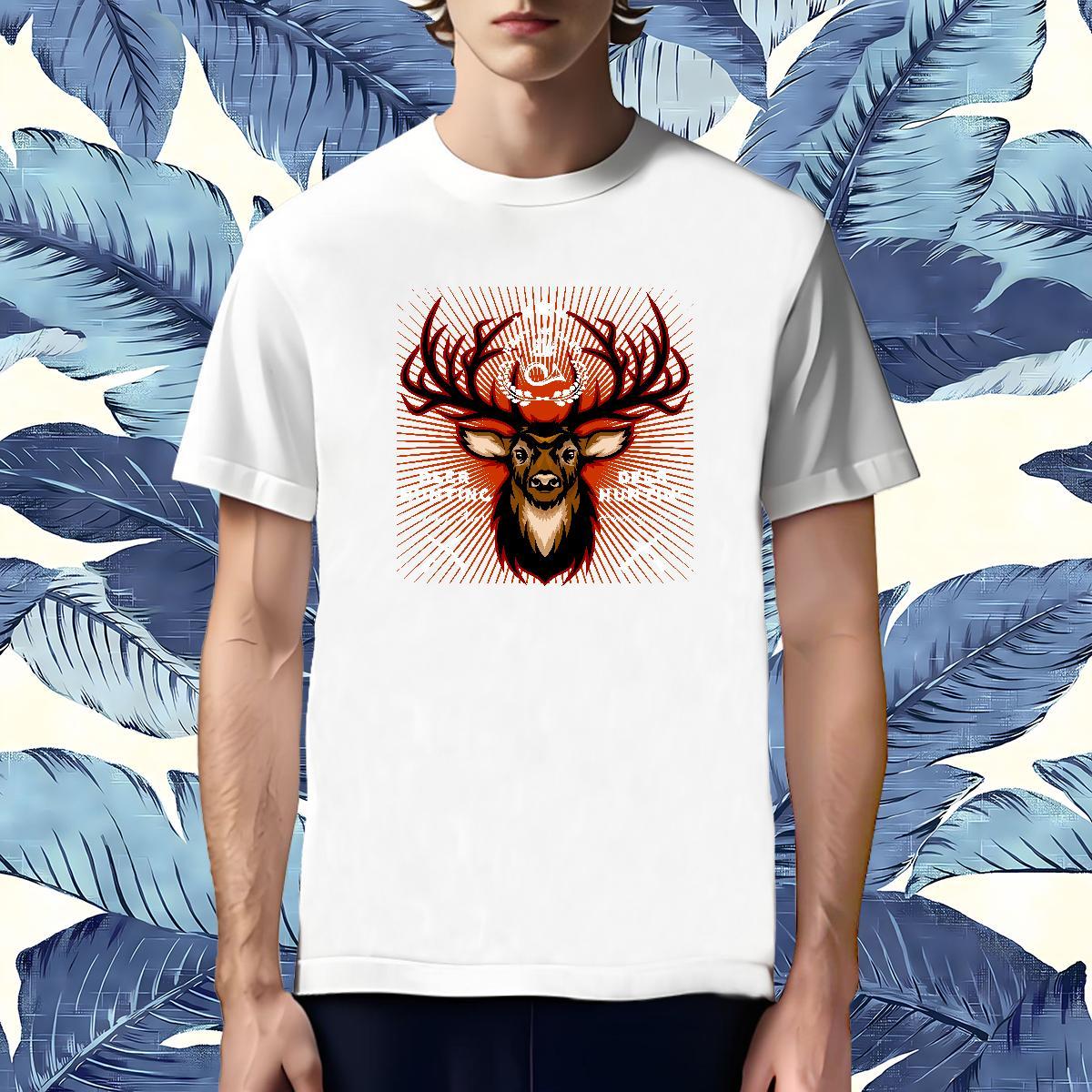 Classic T Shirts Men deer Crew Neck Anime Printing Street Plus Size Cartoon 230g 100% Cotton Men Clothes T-Shirt Fashion Casual Wear