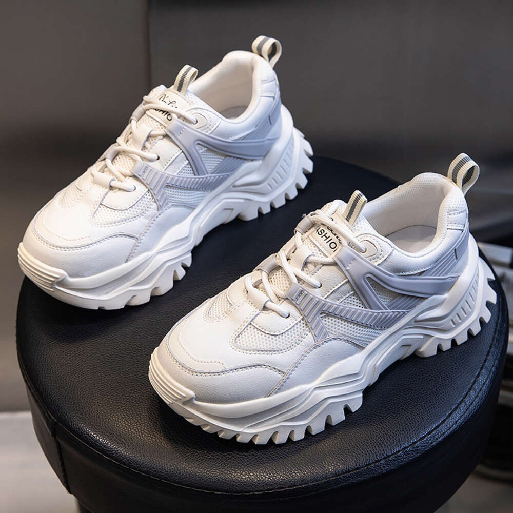 Ddmysports Genuine Leather Dad Autumn New Thick Soled High Rise Running Sports For Women In Shallow Mouth Casual And Versatile S Shoes OUTDOOR