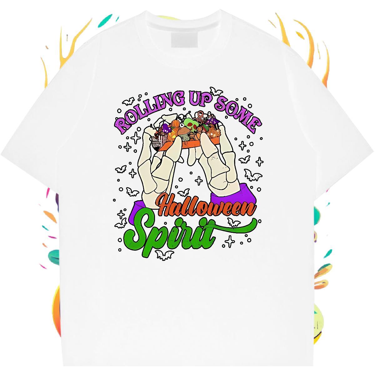 Fashion Casual halloween Men Tees 230g Cotton Men T Shirts DIY Printed Home Outdoor Breathable Crew Neck Classic Tshirts