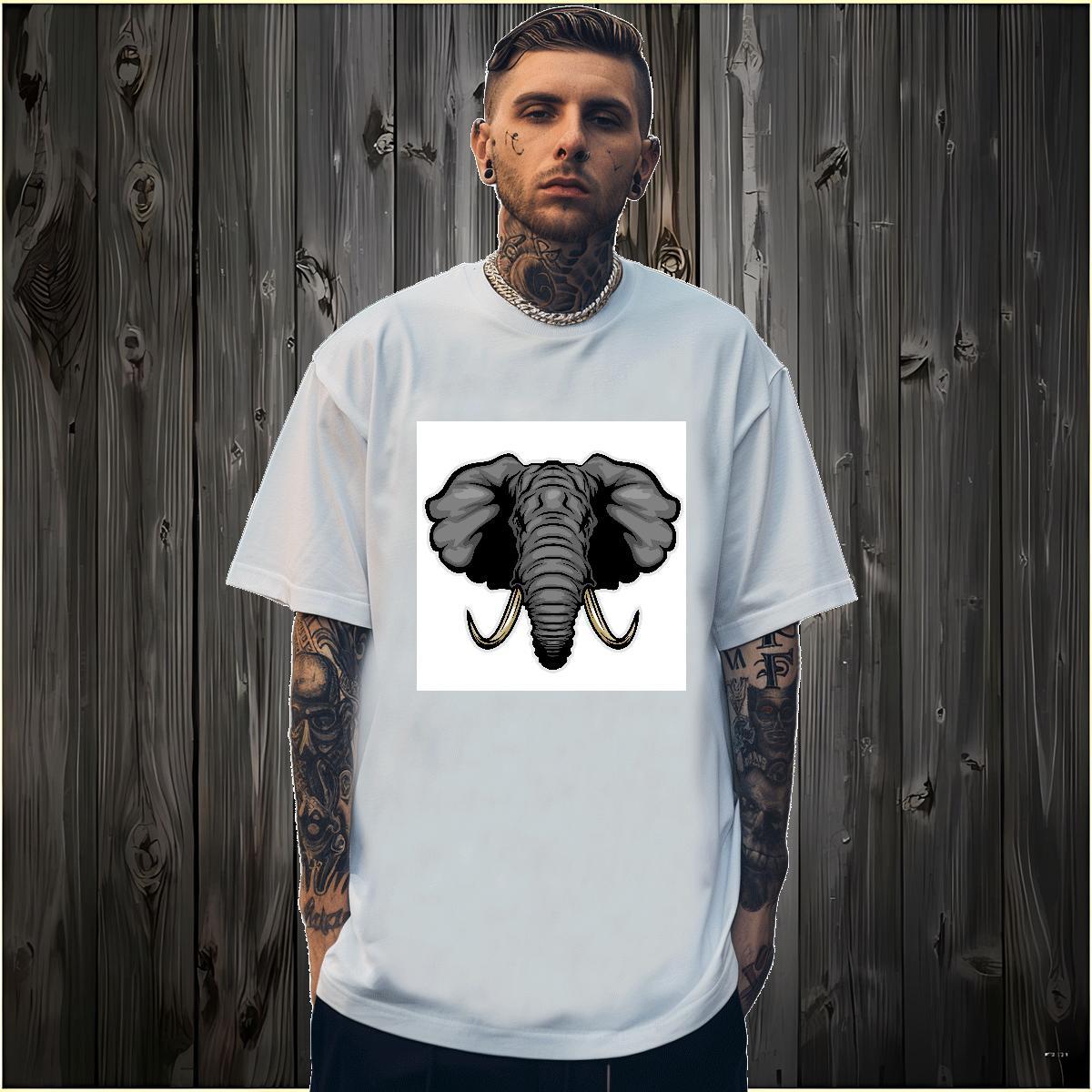 Classic Men T Shirts elephant Short Sleeve O-Neck Anime Printing Street Plus Size Custom 230g Pure Cotton Men Tops Tees 2024 Tee Shirt