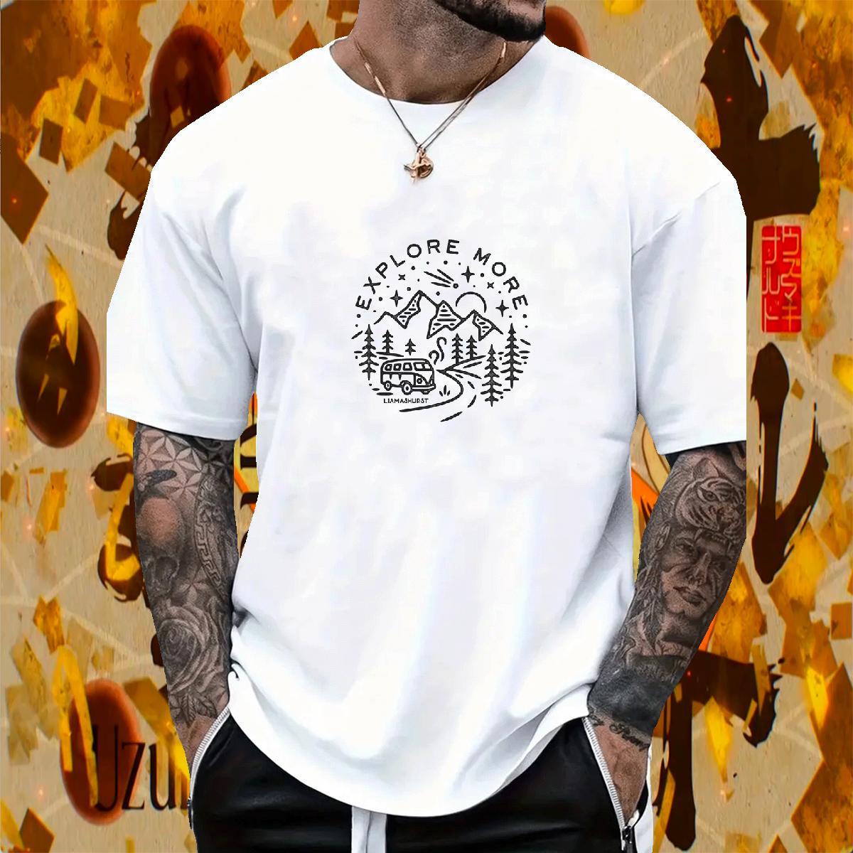 Free Shipping Couples T Shirts Street 230g Pure Cotton Oversized O-Neck Short Sleeve mountains T-Shirts DIY Customized Tops