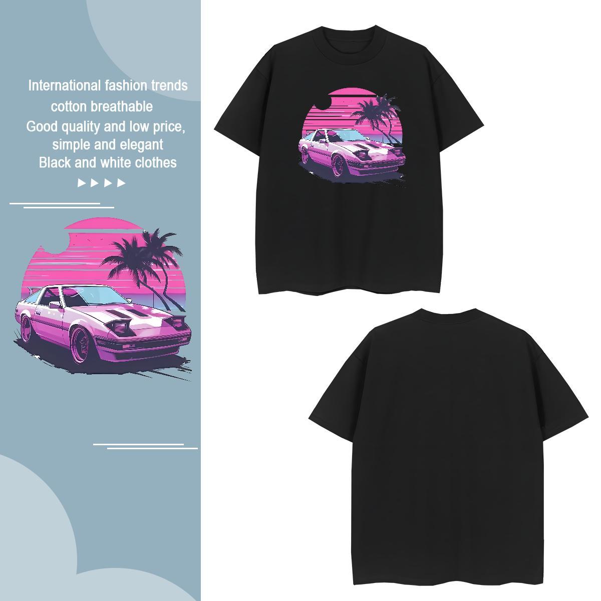 Comfortable beach 230g 100% Cotton Men Clothes T-Shirt Street Casual Breathable Crew Neck Men T Shirts New Designer Black White Top Tees