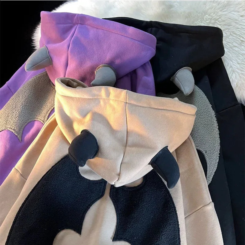 AutumnWinter European American Velvet Vintage Sweater for Women Cardigan Zipper Coat Letter Splice Cute Double Corner Hoodie 240819