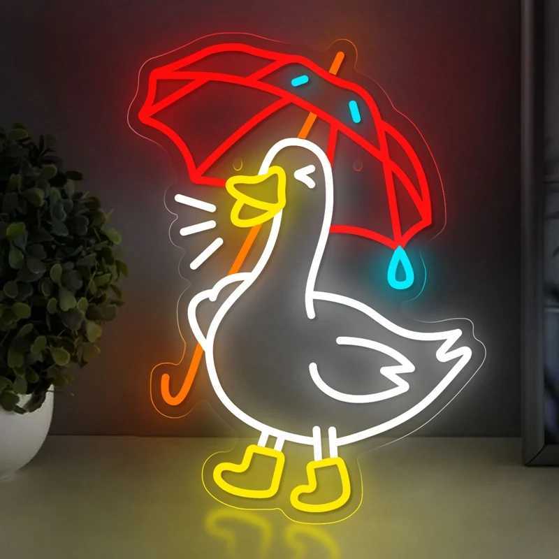Cute Umbrella Duck LED Neon Lighted Sign Acrylic Neon Sign USB Dimmer Switch For Home Kids Bedroom Gaming Room Wall Art Decor Y240817