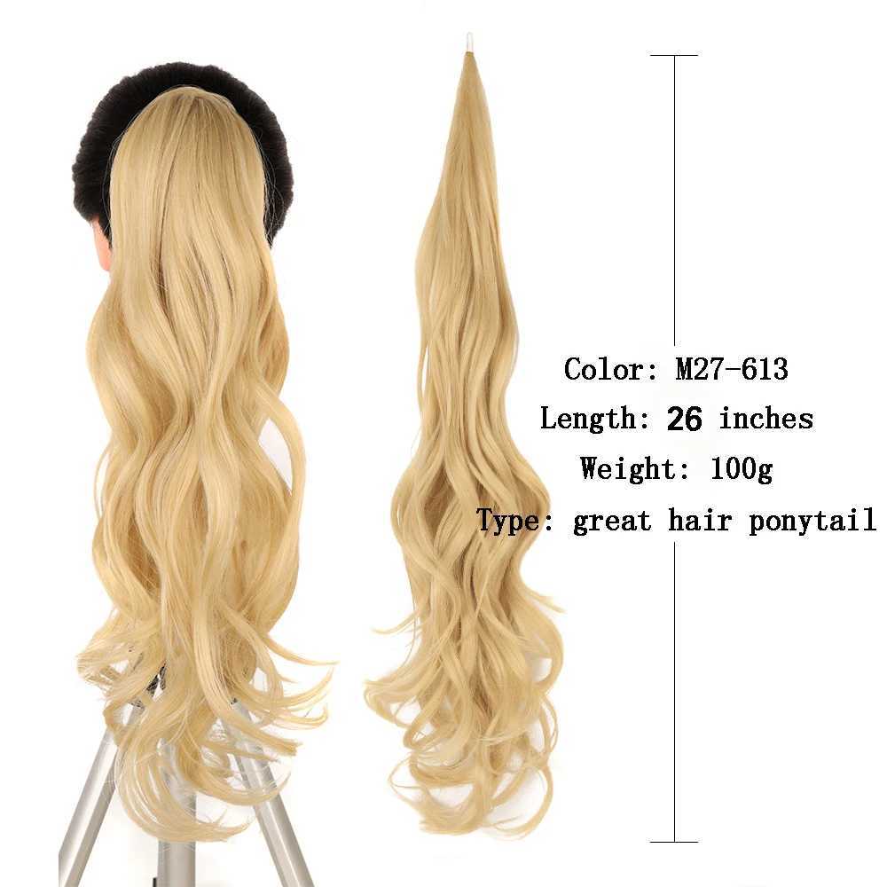 Synthetic ponytail extension wrapped flexibly around ponytail hair layered fake tail wig natural curly hair for women W240817