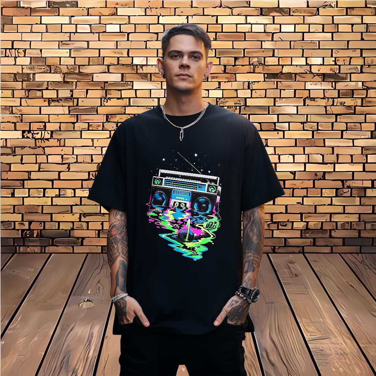 Wholesale radio 100% Cotton 230g Men Clothes T-Shirt Sports Casual Breathable Short Sleeve Man T Shirts Designer Fashion DIY Tees Shirts