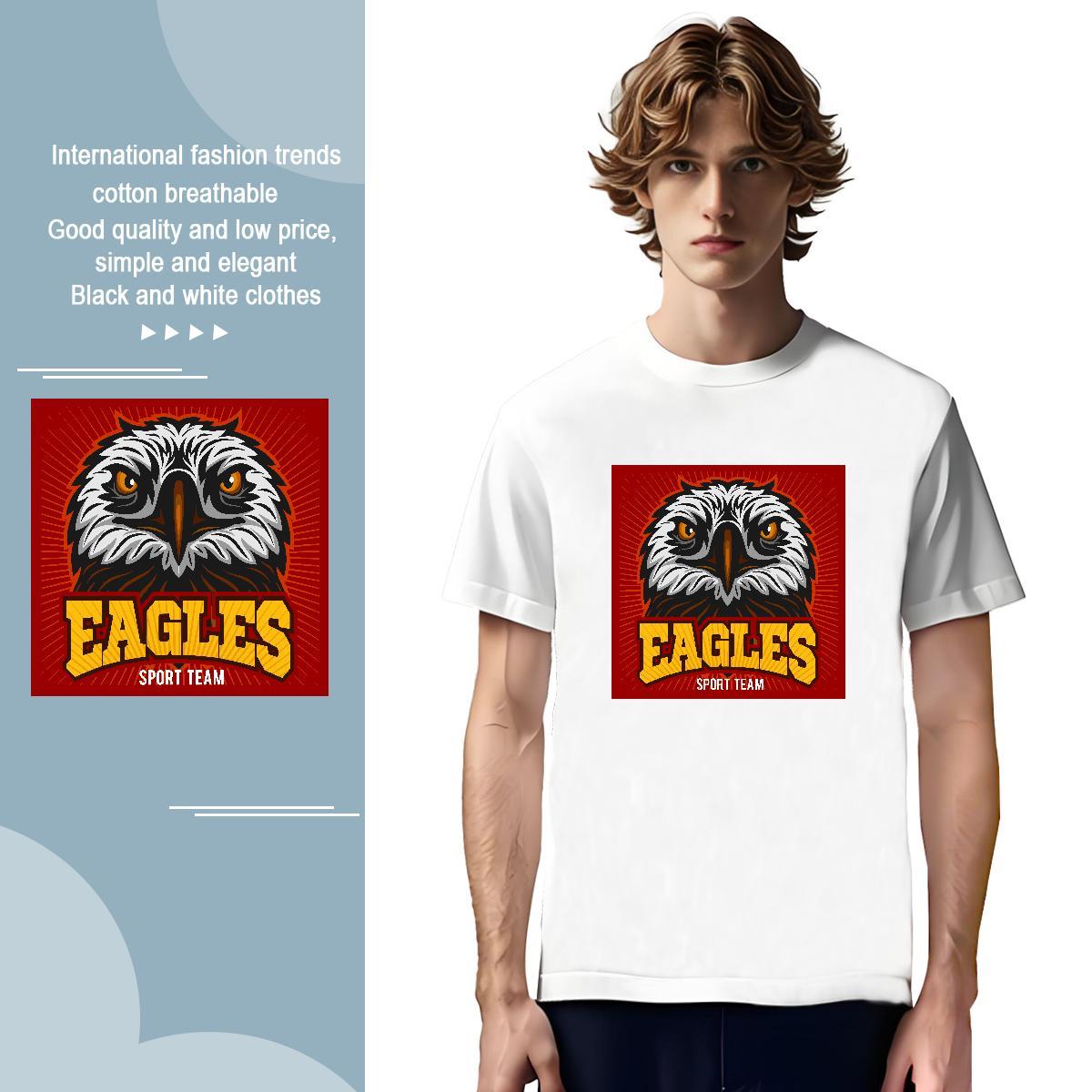 Man T Shirts 100% Cotton 230g eagle Street wear Hip Hop Short Sleeve O-Neck Cartoon Print Men Tees Designer Brand Tops Shirt
