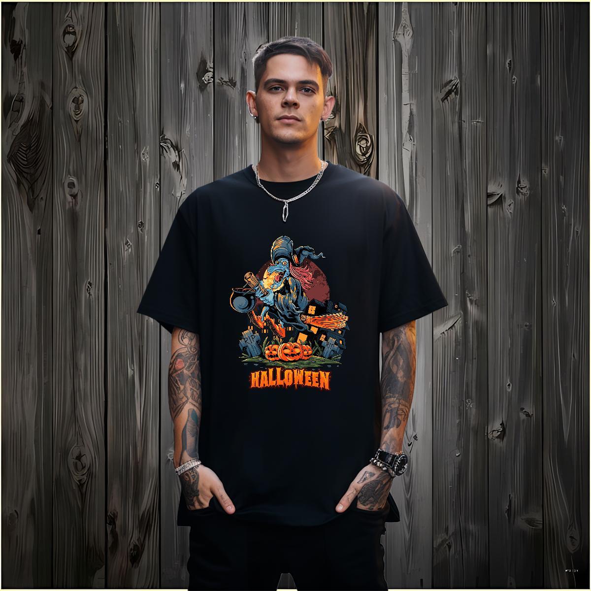High Quality T shirt halloween Breathable Crew Neck Beach White Plus Size 230g Cotton Couples T Shirts Classic Casual Tees Shirts