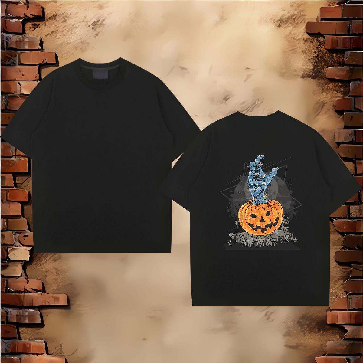 2024 New Men Tops Tees Halloween Street Casual 100% Cotton 230g Clothings Breathable Short Sleeve High Quality T shirt Graphic