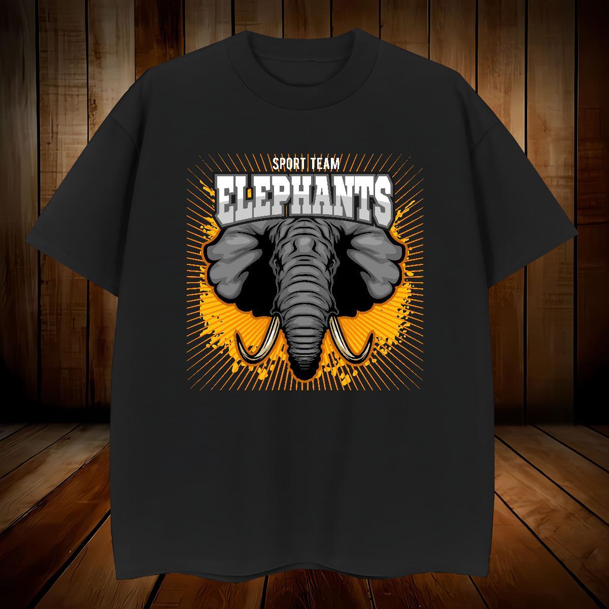 Wholesale Men T Shirts elephant Crew Neck Home Outdoor Floral Print 230g Cotton Men Tops Tees 2024 Summer Tees Shirts