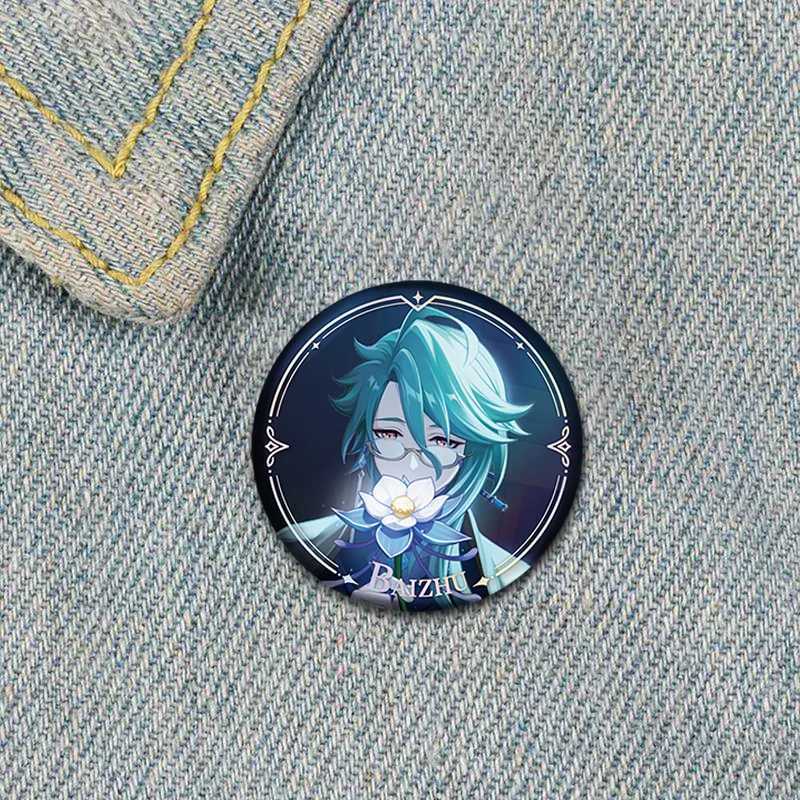 Geshin Impact HD Printed Chest Handmade Anime Badge Round Cartoon Character Brooch Backpack Clothing Gift Accessories W240815